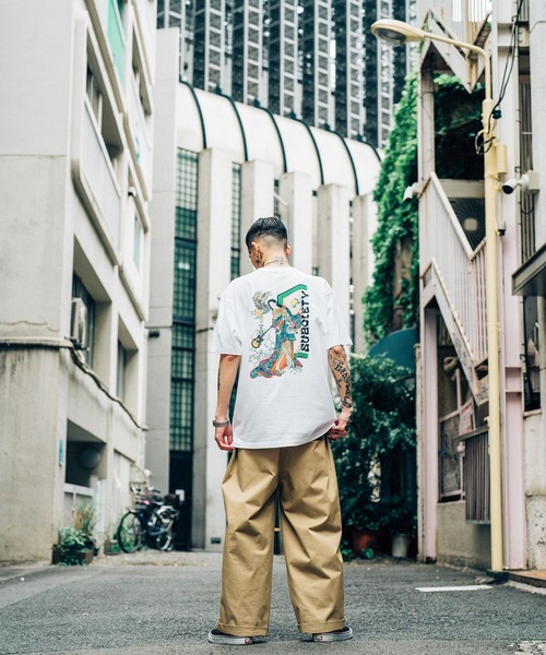 「Subciety」 半袖Tシャツ X-LARGE ブラウン メンズ_画像4