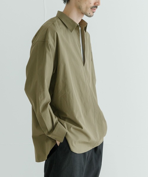 THOMAS MASON」 長袖シャツ MEDIUM カーキ メンズ