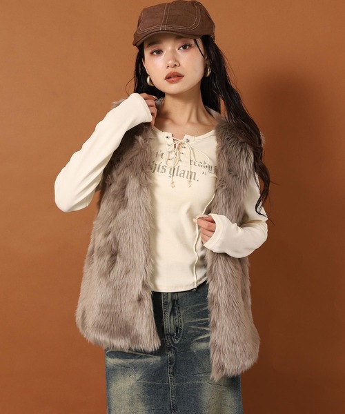 ANAP（アナップ） ベスト ジレ ロング ファー ベスト レディース