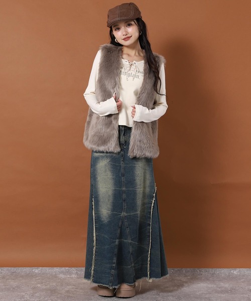 ANAP（アナップ） ベスト ジレ ロング ファー ベスト レディース