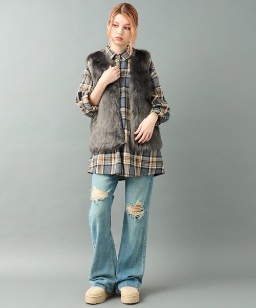 ANAP（アナップ） ベスト ジレ ロング ファー ベスト レディース