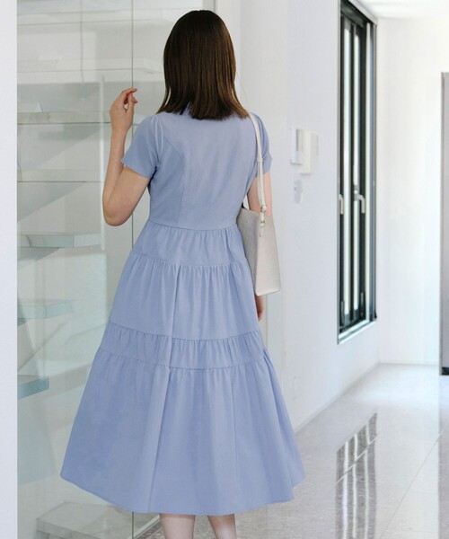 「Tiaclasse」 半袖ワンピース X-LARGE ブルー レディース_画像5