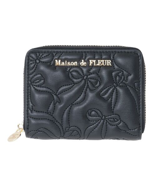 Maison de FLEUR ウォレット 財布 ブラック リボンキルティング メゾン ド フルール Maison de FLEUR リボンキルティングウォレット