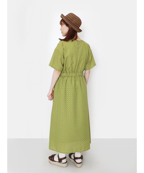 「ehka sopo」 半袖ワンピース フリ- レッド レディース_画像4