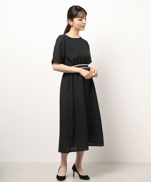 「ehka sopo」 半袖ワンピース フリ- レッド レディース_画像9