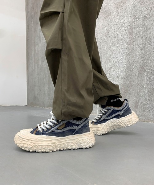 shoes365 スニーカー デニム厚底スニーカー/Denim platform sneakers