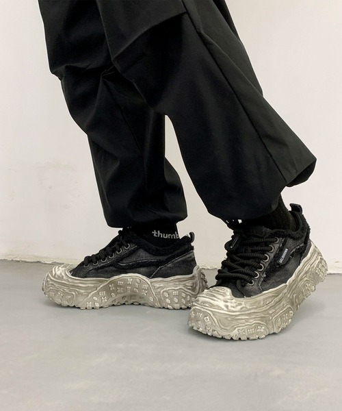 shoes365 スニーカー デニム厚底スニーカー/Denim platform sneakers