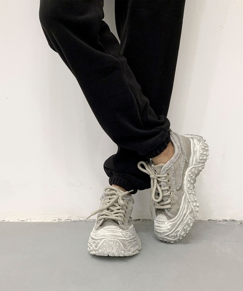 shoes365 スニーカー デニム厚底スニーカー/Denim platform sneakers
