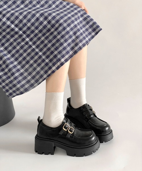 Shoes in Closet（シュークロ） ローファー 厚底 ダブルベルト ヒール