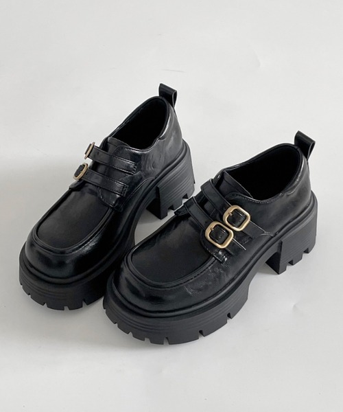Shoes in Closet（シュークロ） ローファー 厚底 ダブルベルト ヒール