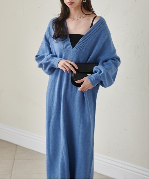 「RANAN」 ニットワンピース LL ベージュ レディース_画像8