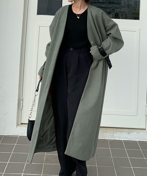 「ABITOKYO」 ノーカラーコート FREE ブルー レディース_画像7