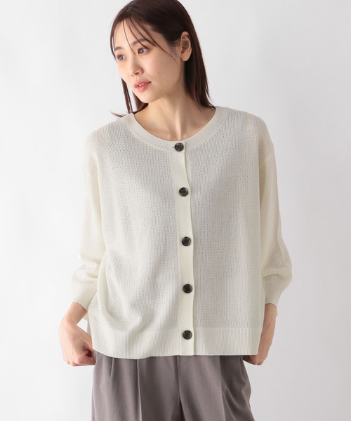 「GLOBAL WORK」 7分袖ニットカーディガン LARGE ブラック レディース_画像4
