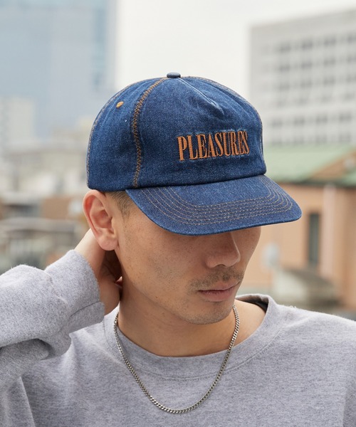 PLEASURES（プレジャーズ） キャップ 帽子 ZIG ZAG DENIM CAP フラット