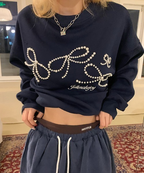 「AsRiRe」 スウェットカットソー M ネイビー レディース_画像5