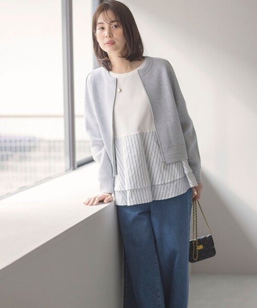 「組曲」 ニットカーディガン 2 ネイビー レディース_画像2