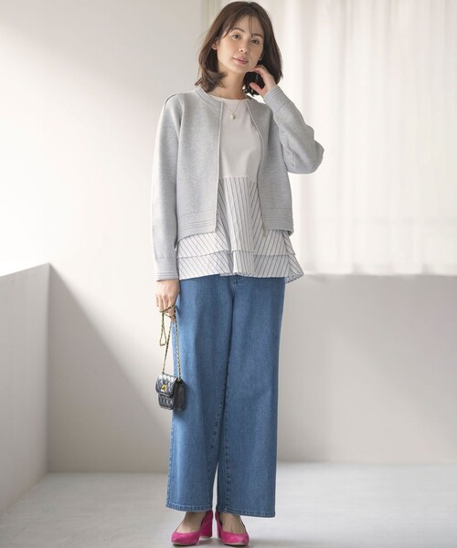 「組曲」 ニットカーディガン 2 ネイビー レディース_画像3