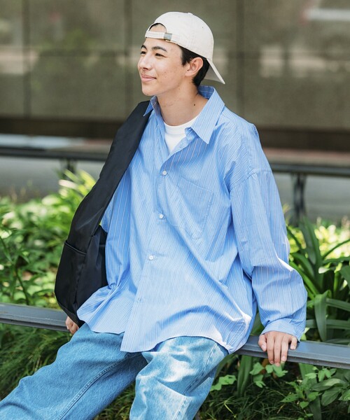 【新品未使用】PLAGE ブルー 長袖シャツ　フリーサイズ　綿100% Plage（シャツ/ブラウス(長袖/七分) ・ ブルー・ネイビー/青色系）の