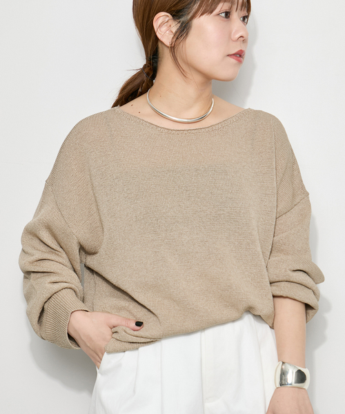 美品 JOURNAL STANDARD LESSAGE ジャーナルスタンダード レサージュ ニット セーター ポリエステル 他 パール レディース AM7831A61 journal standard L'essage（ジャーナルスタンダード レサージュ