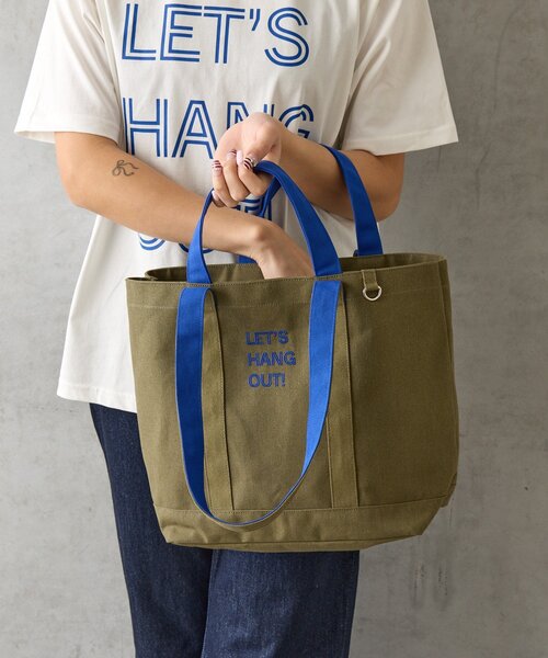 グレー キャンバストートバッグ ロゴ刺繍 one after another NICE CLAUP トートバッグ ロゴ刺繍キャンバストート