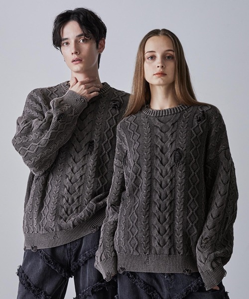 「CLEL」 長袖ニット X-SMALL チャコールアッシュ メンズ_画像2