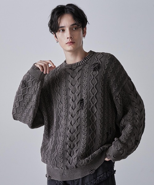 「CLEL」 長袖ニット X-SMALL チャコールアッシュ メンズ_画像4