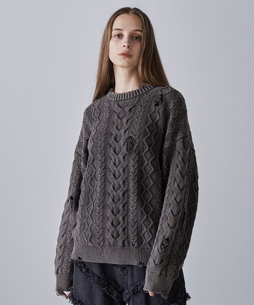 「CLEL」 長袖ニット X-SMALL チャコールアッシュ メンズ_画像6