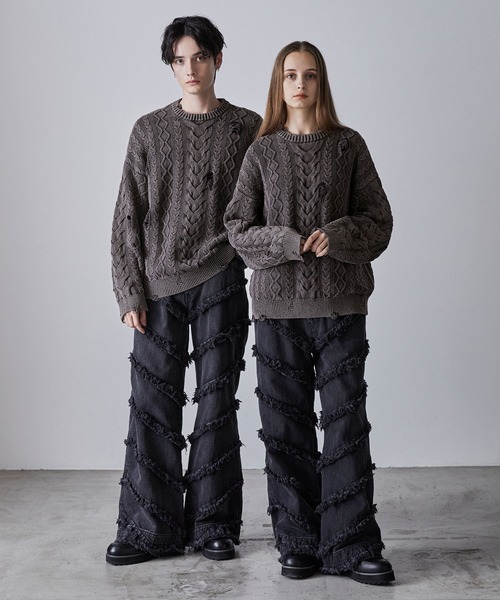 「CLEL」 長袖ニット X-SMALL チャコールアッシュ メンズ_画像8