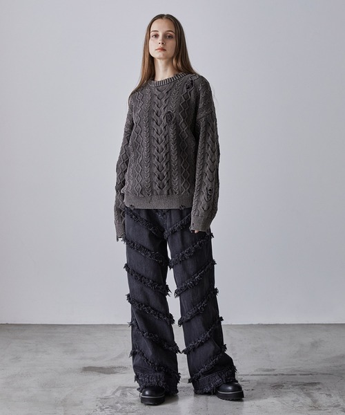 「CLEL」 長袖ニット X-SMALL チャコールアッシュ メンズ_画像9