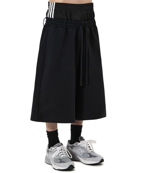 ワイドパンツ スウェットパンツ ジャージ 「OY⁄オーワイ」LAYERED SWEAT HALF PANTS⁄レイヤードウエストスウェットハーフパンツ