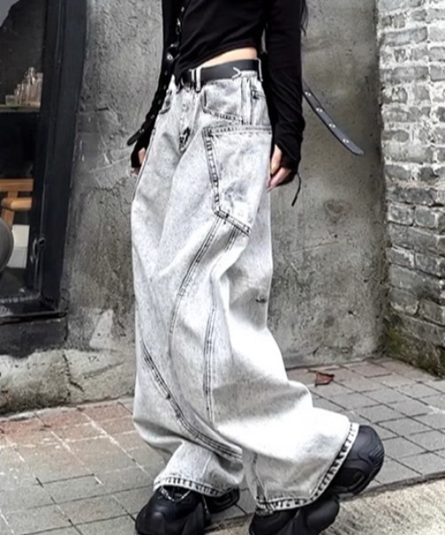 「lilful」 デニムパンツ M グレー レディース_画像4