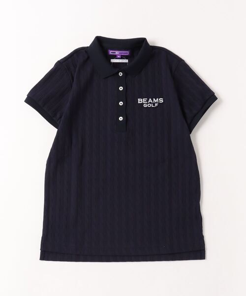 「BEAMS GOLF」 半袖ポロシャツ SMALL ネイビー レディース_画像2