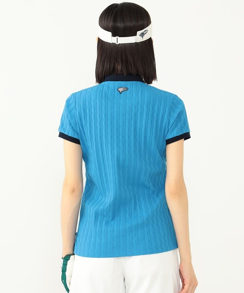 「BEAMS GOLF」 半袖ポロシャツ SMALL ネイビー レディース_画像3