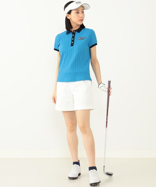「BEAMS GOLF」 半袖ポロシャツ SMALL ネイビー レディース_画像6