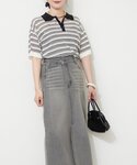 tシャツ 半袖 シアーボーダーポロ レディースの詳細画像2