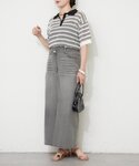 tシャツ 半袖 シアーボーダーポロ レディースの詳細画像3
