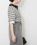 tシャツ 半袖 シアーボーダーポロ レディースの詳細画像4
