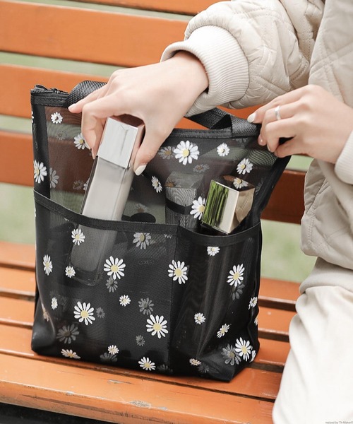 Mignonjour トートバッグ Mignonjour/デイジー柄メッシュバッグ M2943