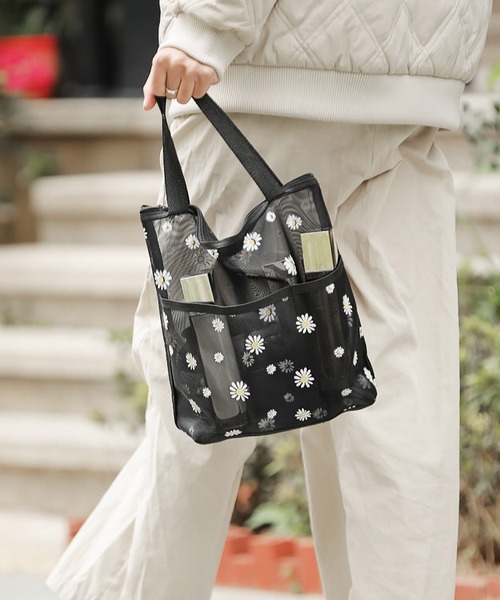 Mignonjour トートバッグ Mignonjour/デイジー柄メッシュバッグ M2943