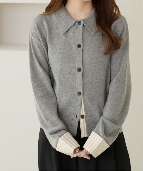 「apres jour clair」 ニットカーディガン X-LARGE グレー レディース_画像6