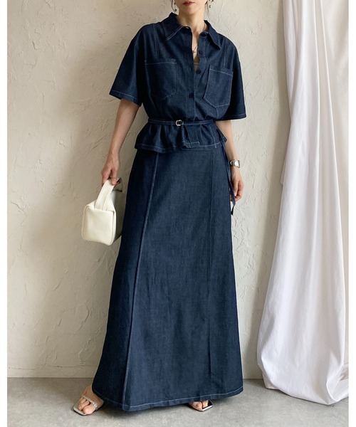 She's Closet セットアップ サマーデニムダンガリーシャツ＆スカート