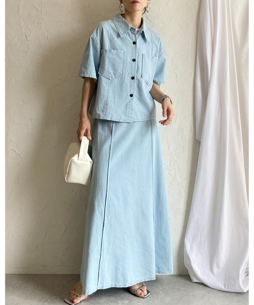 She's Closet セットアップ サマーデニムダンガリーシャツ＆スカート