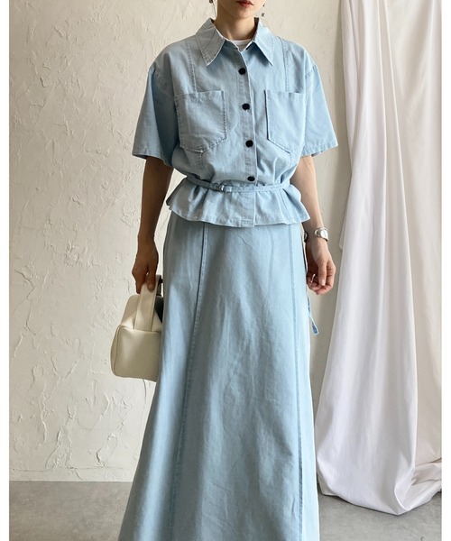 She's Closet セットアップ サマーデニムダンガリーシャツ＆スカート