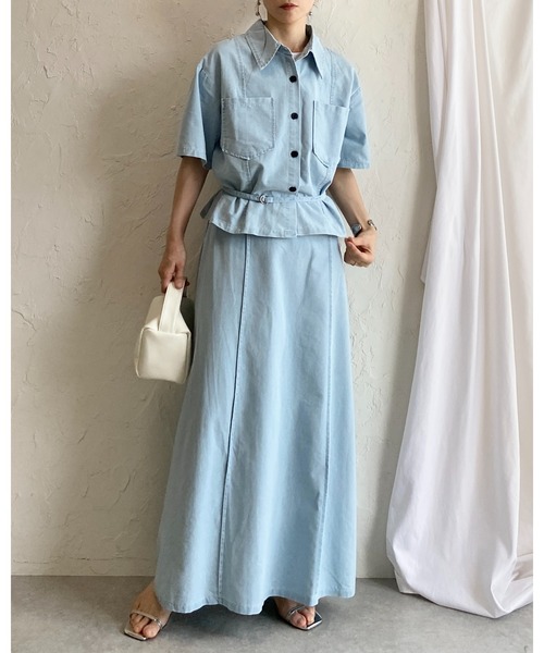 She's Closet セットアップ サマーデニムダンガリーシャツ＆スカート