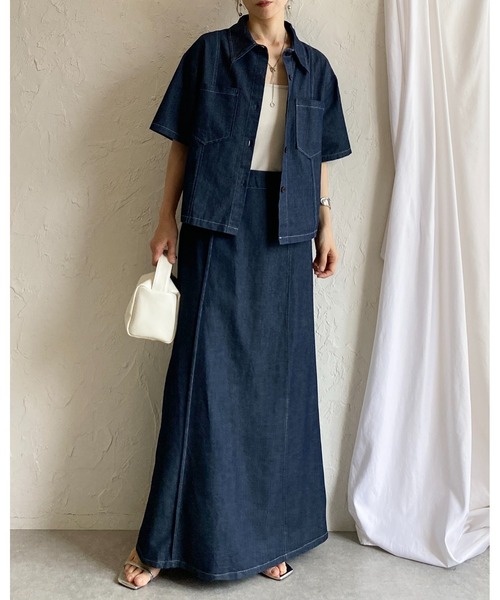 She's Closet セットアップ サマーデニムダンガリーシャツ＆スカート