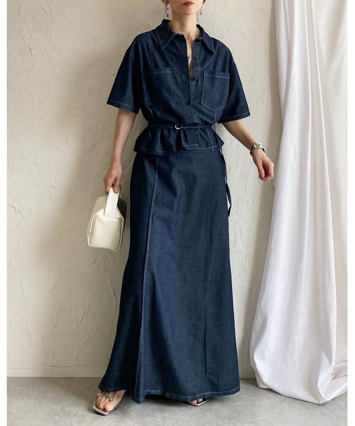 She's Closet セットアップ サマーデニムダンガリーシャツ＆スカート