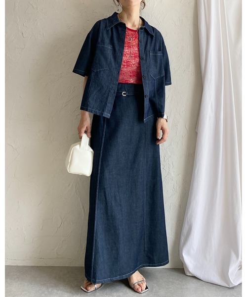 She's Closet セットアップ サマーデニムダンガリーシャツ＆スカート