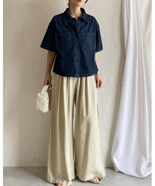 CPG 半袖ジッパーシャツとスカートセット She's Closet セットアップ サマーデニムダンガリーシャツ＆スカート