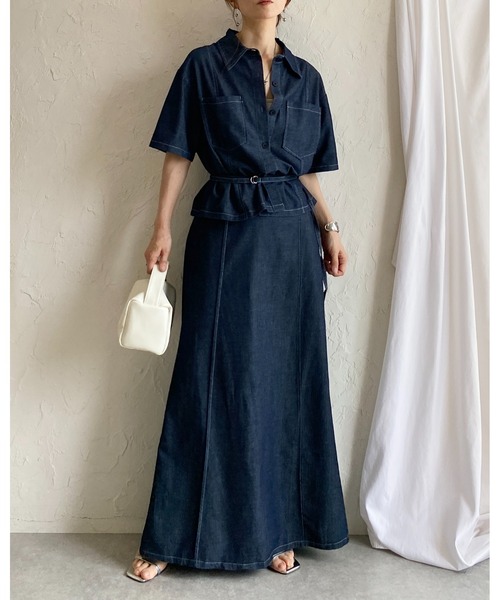She's Closet セットアップ サマーデニムダンガリーシャツ＆スカート