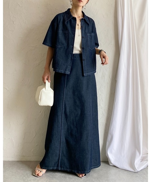 She's Closet セットアップ サマーデニムダンガリーシャツ＆スカート
